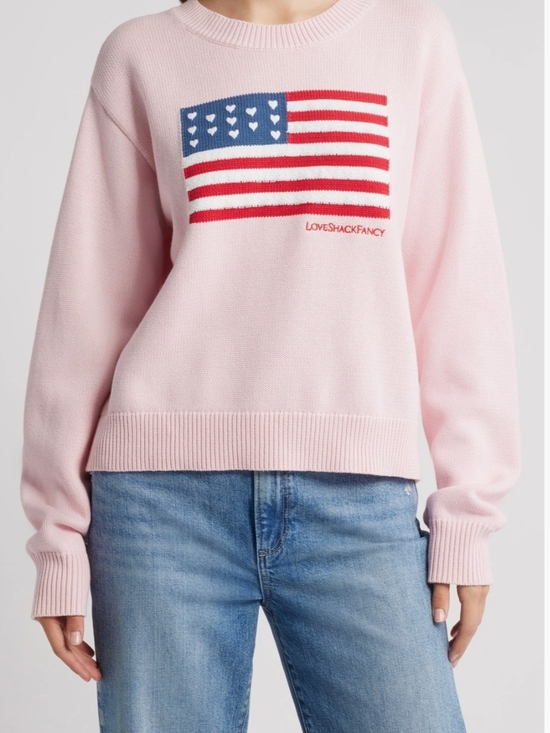 LoveShackFancy Sweaters - NWT LoveShackFancy Pink Flag Knit Sweater - Small